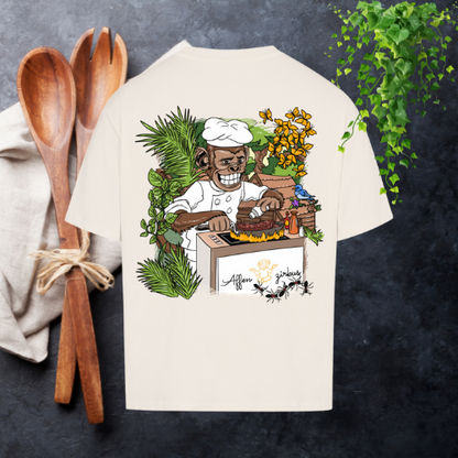 #0002 Cooking Monkey -  Premium Oversized T-Shirt - Logo orange