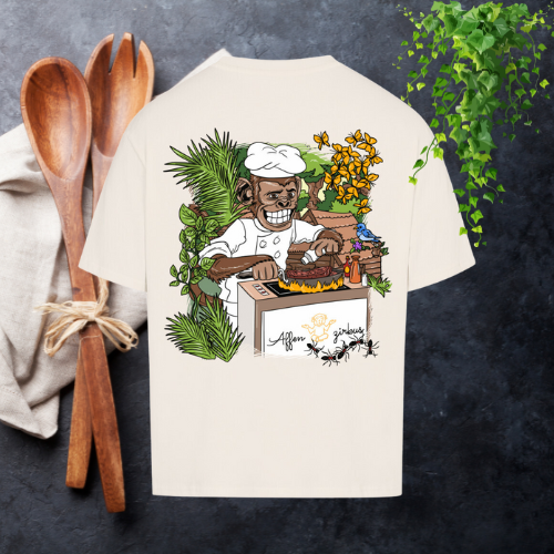 #0002 Cooking Monkey -  Premium Oversized T-Shirt - Logo orange