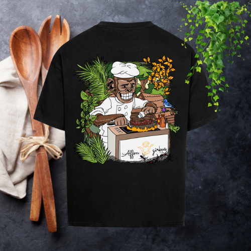 #0002 Cooking Monkey - Premium Oversized T-Shirt - Logo rot