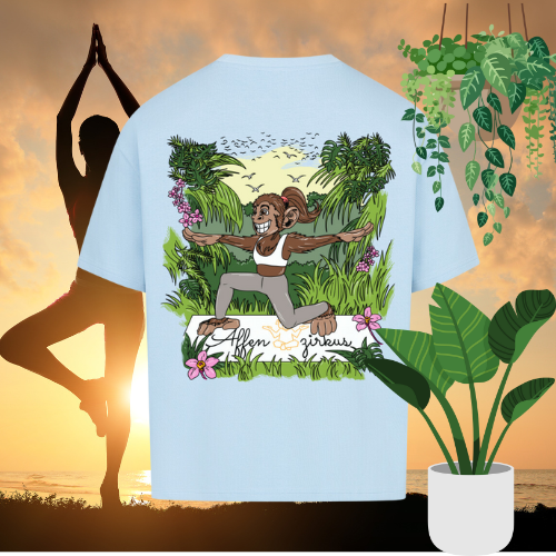 #0006 Yoga Monkey -  Premium Oversized T-Shirt - Logo lila