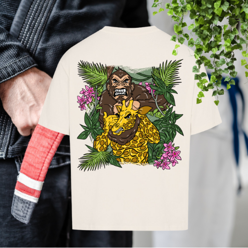 #0001 Jiu-Jitsu Monkey - Premium Oversized T-Shirt - Logo blau