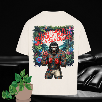 Affenzirkus Kollektion - "Float like a butterfly, punch like a silverback" - Premium Oversized T-Shirt - Logo orange